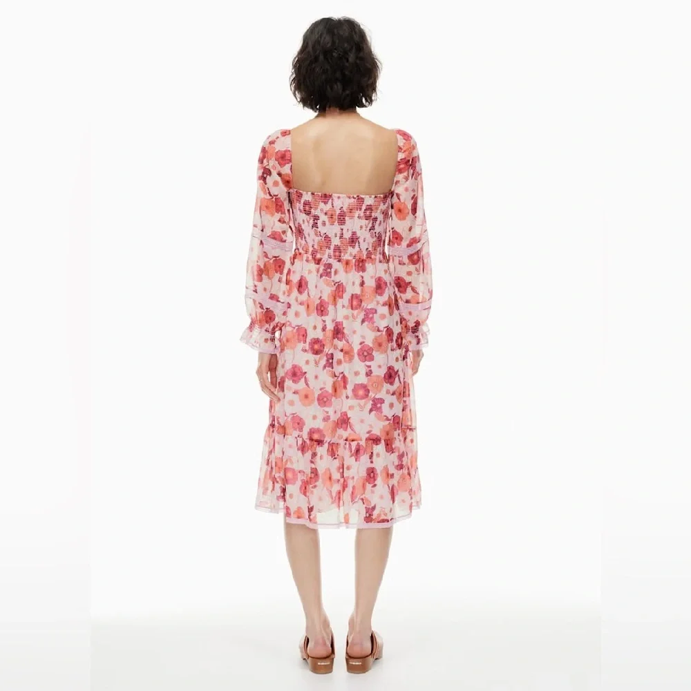 New Aritzia Wilfred Grace Smocked square-neck midi dress - Picture 12 of 13